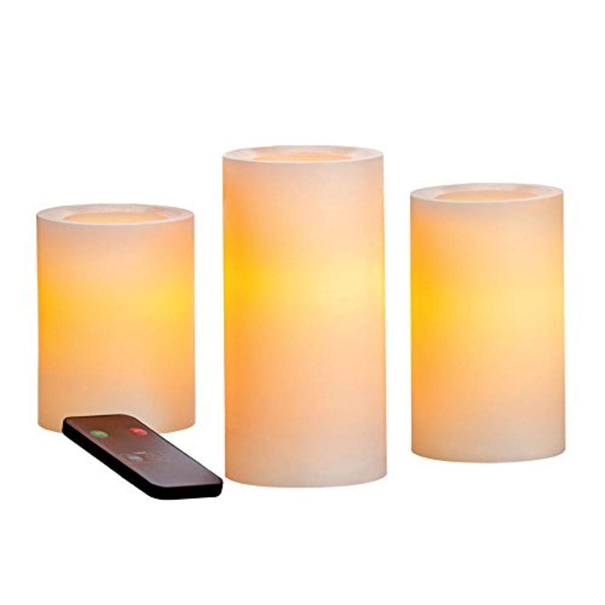 Inglow CGT25667CR3R Round Wax Candles - 3-Pack Cream Scented Candles with 5-Hour Timer & Remote Control for Home Decor, Relaxation & Romantic Ambiance