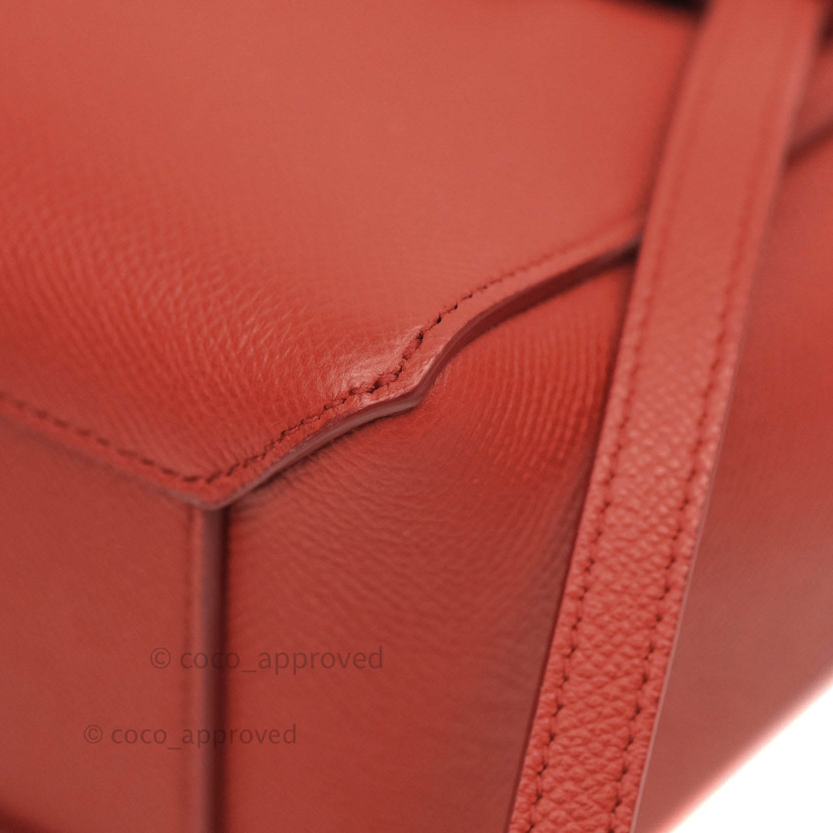 Celine Nano Belt Bag in Grained Calfskin Leather - Red with Gold Hardware | Crossbody Purse for Women, Everyday Luxury Handbag for Work & Social Events