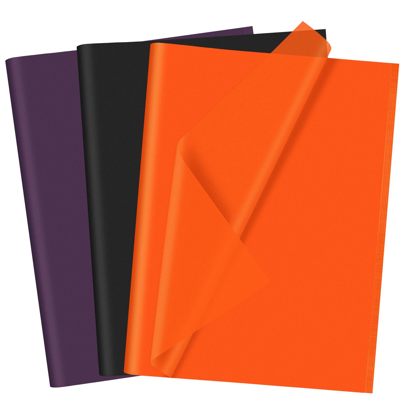 CHRORINE 60 Sheets Halloween Tissue Paper - Multicolor Gift Wrapping & DIY Crafts Decor for Halloween Party (Orange/Purple/Black) | Bulk Pack for Holiday Decorations, Scrapbooking & Party Supplies