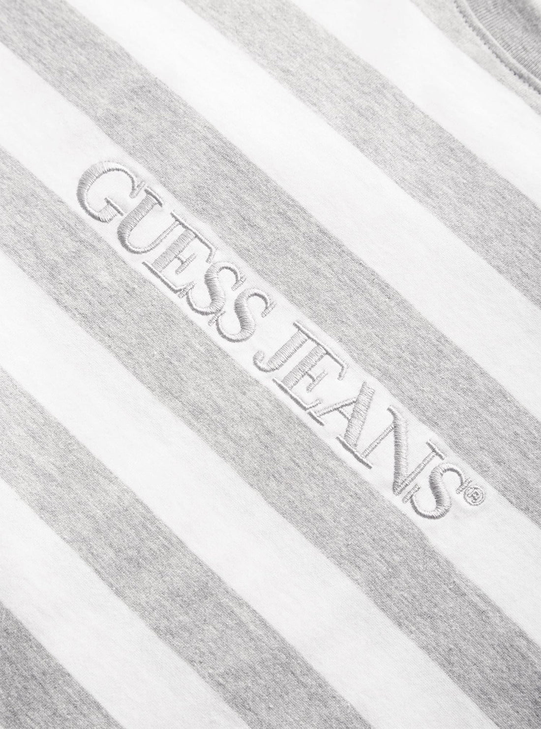 Guess Jeans Women's White & Grey Striped Cotton T-Shirt - Casual Short Sleeve Tee for Everyday Wear, Outfits & Layering