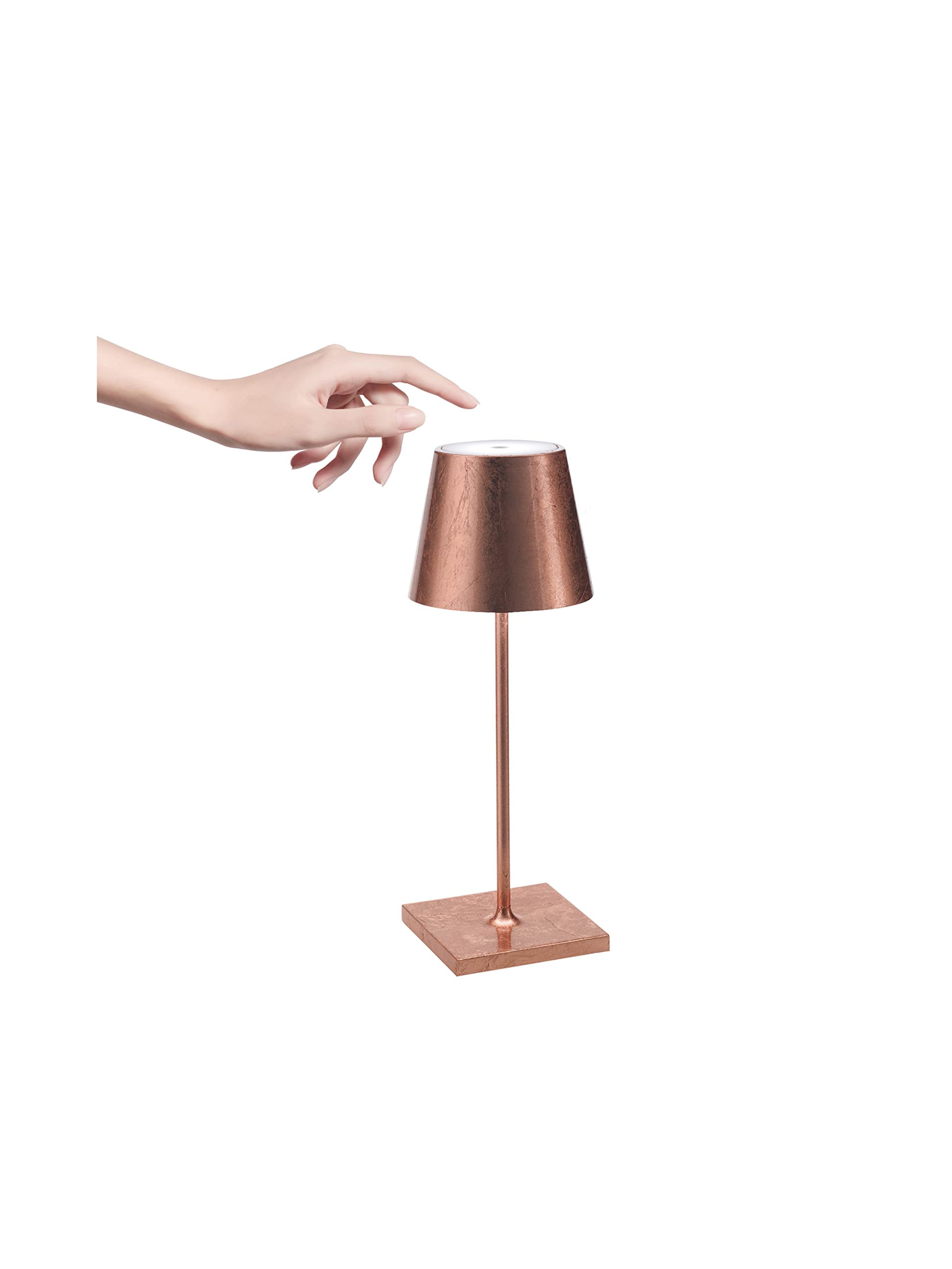 Poldina Mini LED Table Lamp - Copper Leaf Finish, Portable USB Rechargeable Night Light for Bedroom, Living Room, and Outdoor Camping