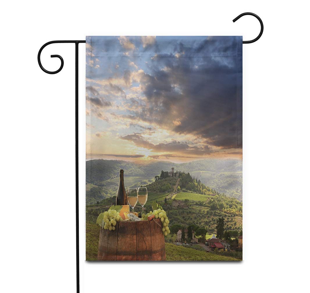 12x18 Inch Double Sided Garden Flag - Red White Wine Barrel Vineyard Chianti Tuscany Design for Outdoor Home Decor | Perfect for Patio, Lawn, Yard & Seasonal Celebrations