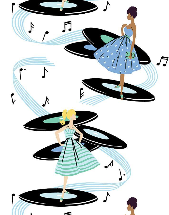 Barbie™ Blue Caribbean Galaxy Records Wallpaper - Perfect for Kids' Bedrooms, Playrooms & Nursery Decor