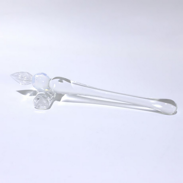 Japanese Glass Dip Pen - Short Clear & White Opal Calligraphy Pen for Writers, Artists & Lettering - Perfect for Ink Drawing, Handwriting Practice & Unique Gift Ideas