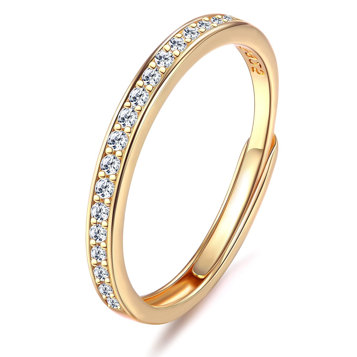 JeweBella 925 Sterling Silver Ring for Women - Cubic Zirconia Adjustable Thumb Ring, Wedding & Engagement Band in Silver/Gold/Rose Gold - Perfect for Everyday Wear, Gift Giving & Special Occasions