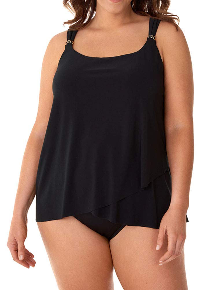 Miraclesuit Women's Plus Size Swimwear - Tapiz Dazzle Scoop Neck Underwire Bra Tankini Top for Beach, Pool & Vacation | Supportive & Flattering Swimwear for Curvy Women