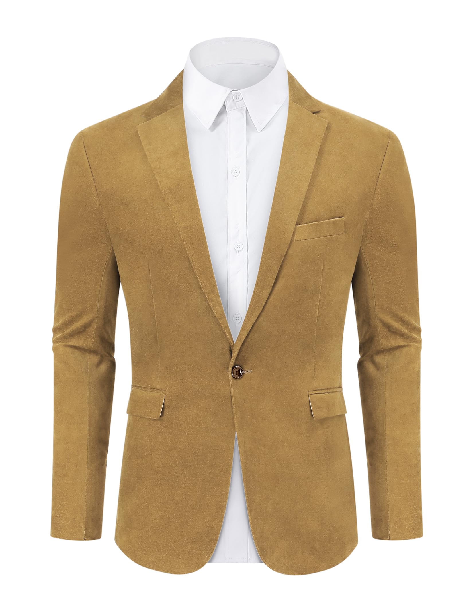 TURETRENDY Men's Slim Fit Corduroy Blazer Jacket - One Button Casual Sport Coat for Business & Vintage Style | Perfect for Office, Date Night & Fall Outerwear