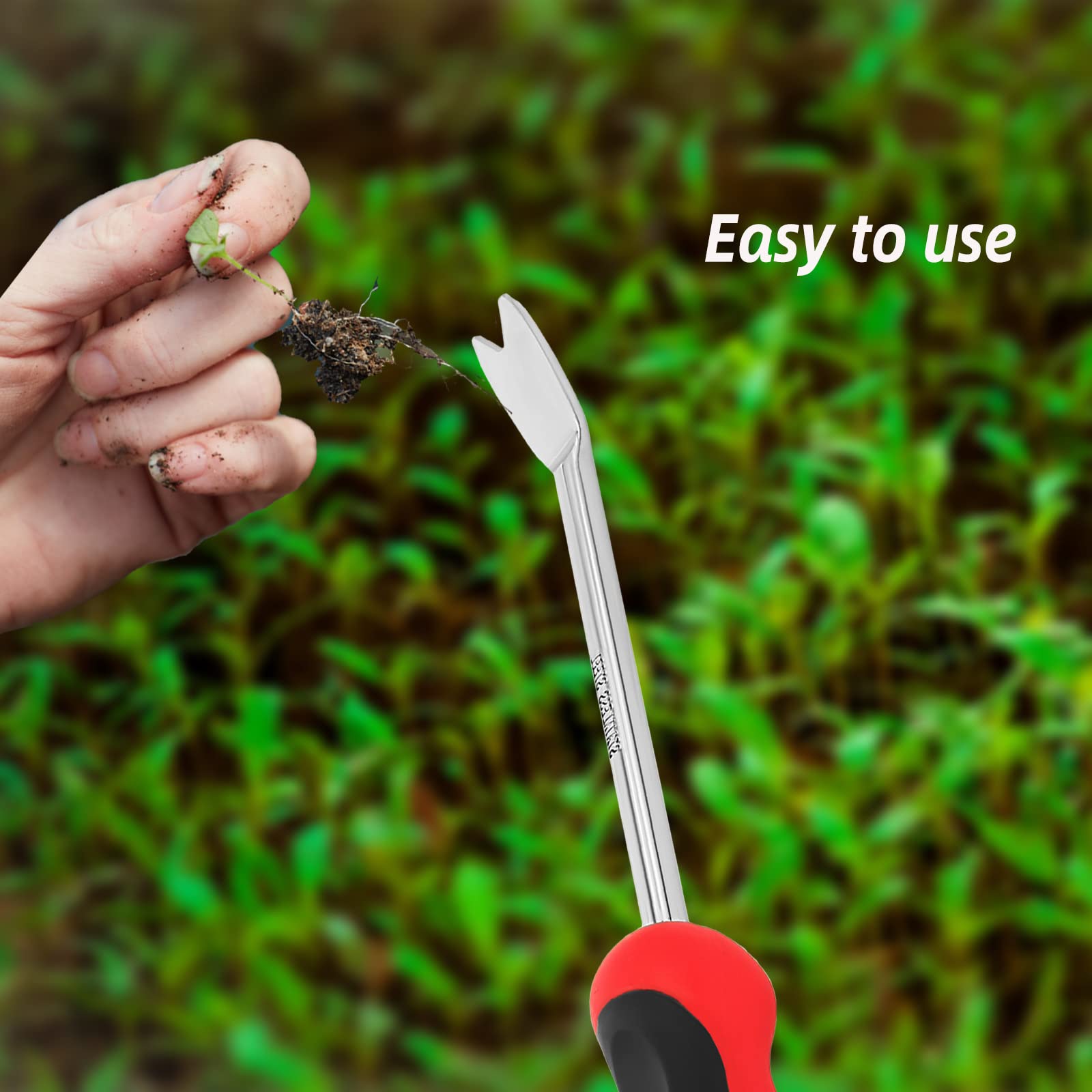 Stainless Steel Weed Puller Tool - Ergonomic Handle Garden Hook & Hand Cultivator for Easy Weeding | Perfect for Yard, Lawn, Garden Maintenance & Outdoor Gardening Tasks