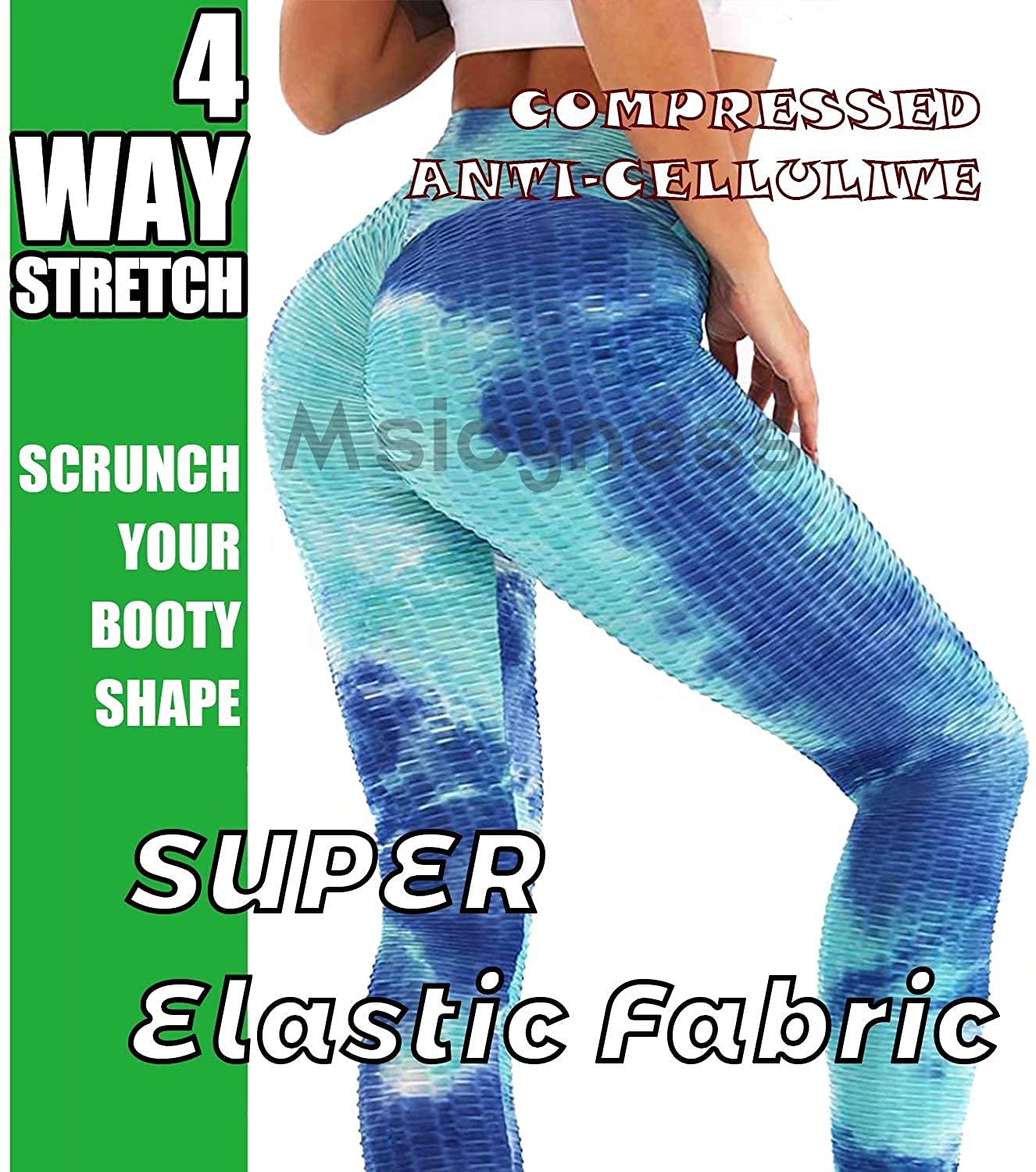 Msicyness 3 Pack Women's High Waist Yoga Pants - Tummy Control & Butt Lifting Leggings, Textured Scrunch Booty Tights for Workout, Gym & TikTok Fashion