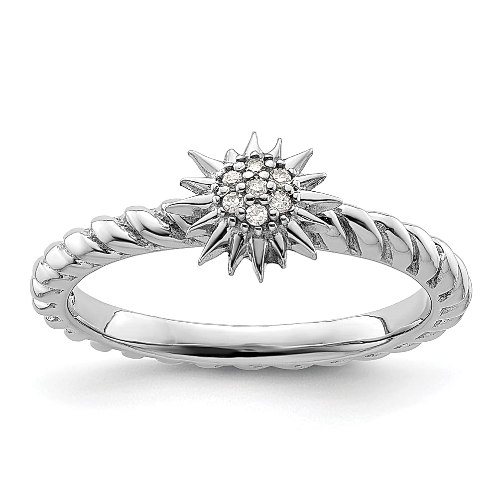 925 Sterling Silver Diamond Star Stackable Ring Set - Sun & Moon Design Fine Jewelry for Women - Perfect Gift for Her, Anniversary, Birthday & Special Occasions