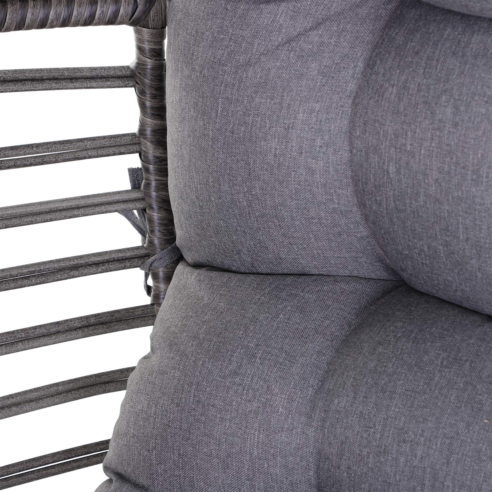 Outsunny Gray PE Wicker Egg Chair with Soft Cushion - Adjustable Height Teardrop Patio Chair for Indoor/Outdoor Use - Perfect for Porch, Garden, or Balcony Relaxation