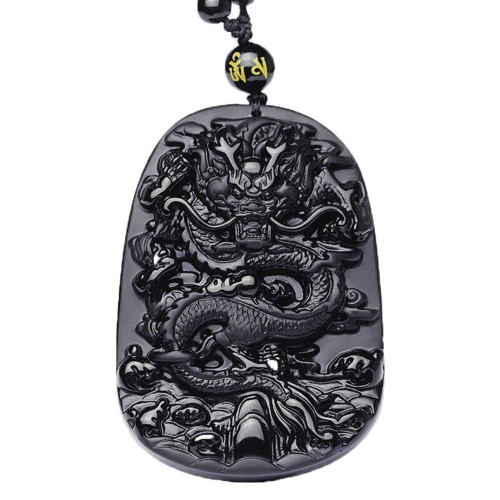 MSON Obsidian Pendant Necklace - Natural Black Obsidian Crystal Jewelry with Adjustable Bead Chain for Men & Women | Protection Stone Gift for Meditation, Healing & Spiritual Energy