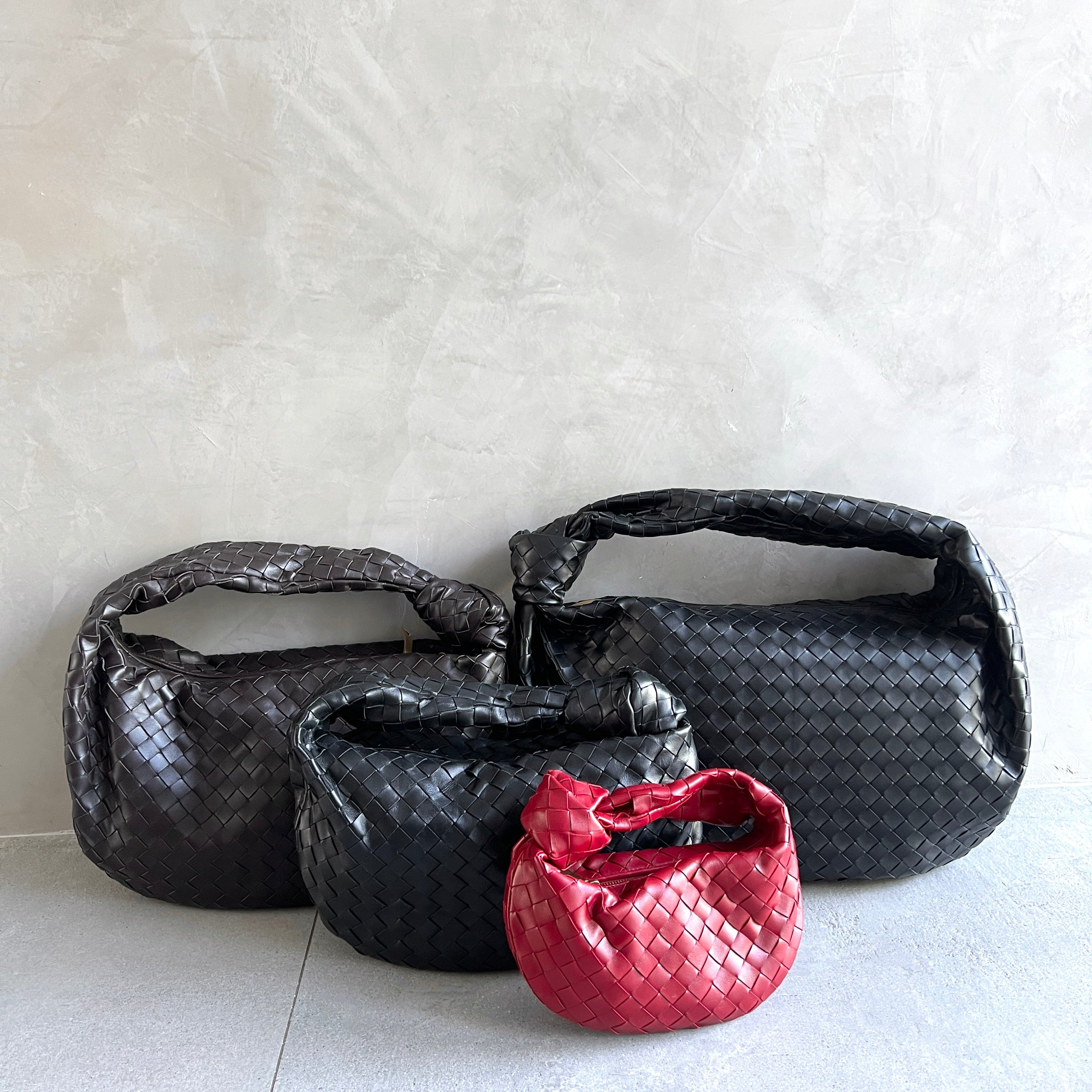 Jodie Large Intrecciato Leather Handbag in Black - Stylish & Spacious for Work, Travel & Everyday Use