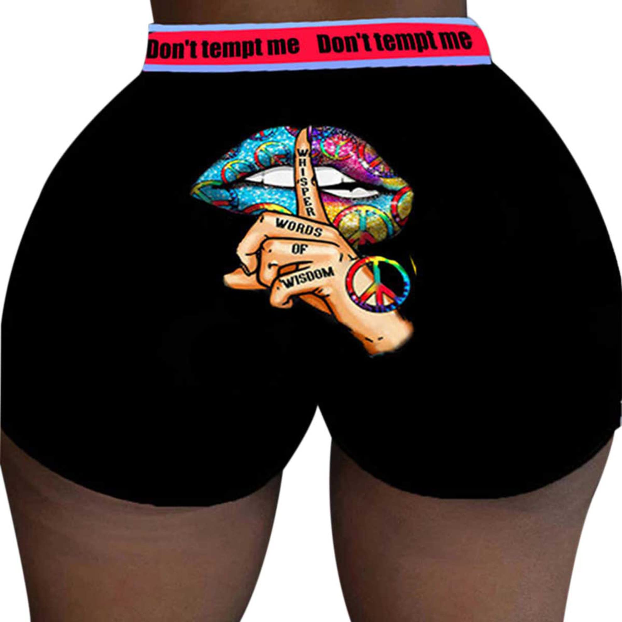CHQCDarlys Women's High Waist Yoga Shorts - Summer Workout Athletic Shorts with Cute Letter Cartoon Print & Stretch Fabric - Perfect for Yoga, Gym, Running & Casual Wear