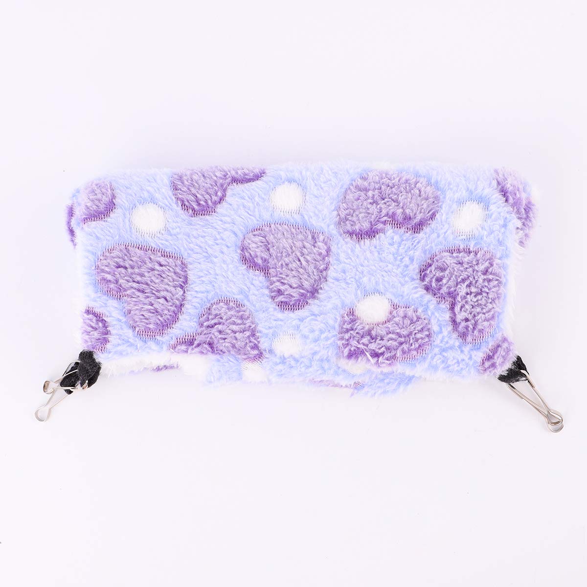 Warm Hanging Pet Bed - Soft Plush Double Layer for Dogs & Cats - Purple Heart Print (20x20) for Cozy Home Comfort