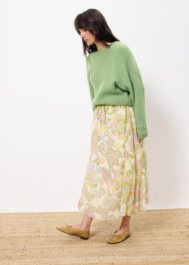 Indrany Women's Midi Skirt - Flowy A-Line Skirt in Beige & Pastel Colors | Perfect for Office Wear, Casual Outfits & Spring Summer Fashion