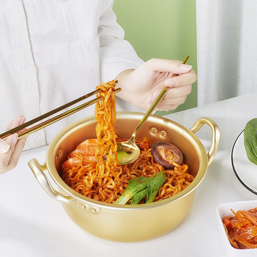 2 Pcs Korean Instant Noodle Pot with Lid - Small Saucepan for Ramen, Milk Boiling & Coffee - Durable Aluminum & Ceramic Stock Pot for Home, Baby Food & Oven Use - Perfect for Quick Meals & Kitchen Essentials