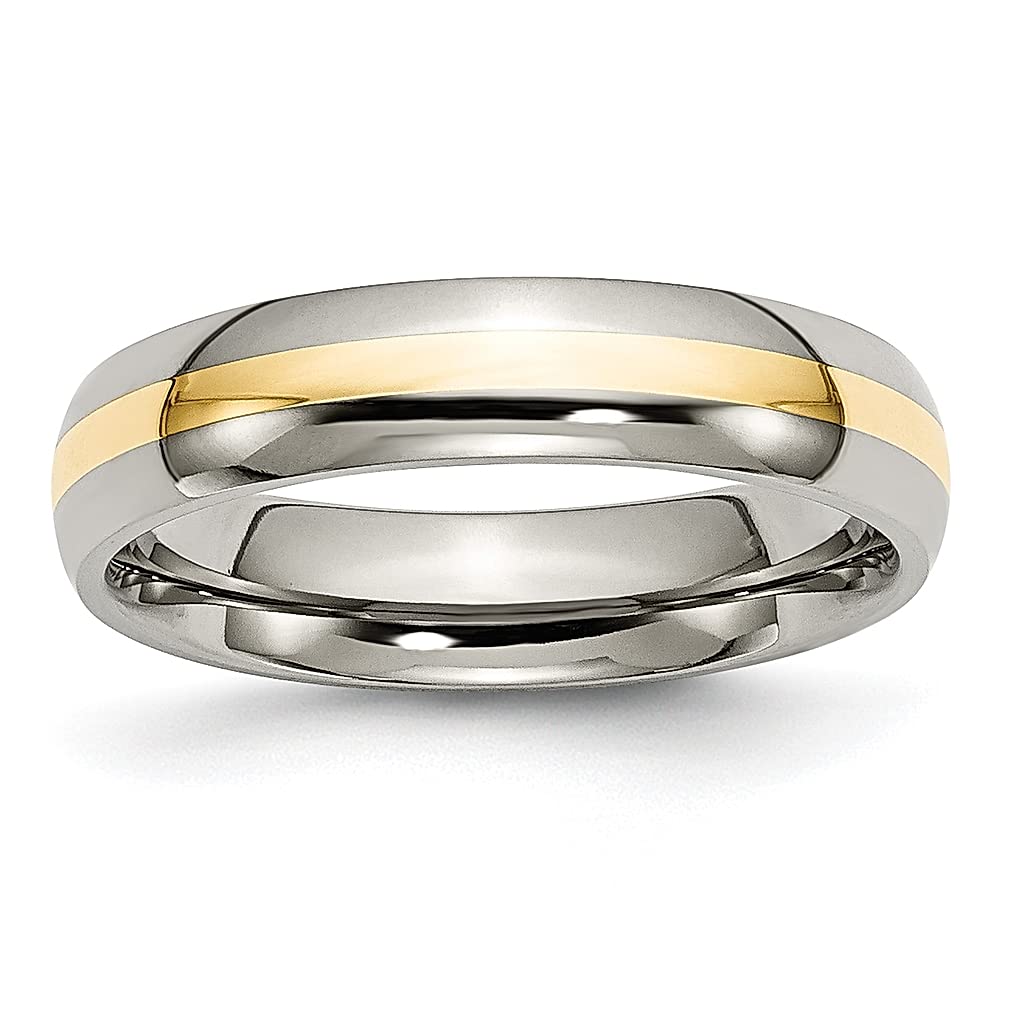 ICE CARATS Titanium 14k Gold Inlay 5mm Wedding Ring Band - Durable & Hypoallergenic Fine Jewelry for Women | Elegant Bridal, Anniversary & Valentine's Day Gift for Her