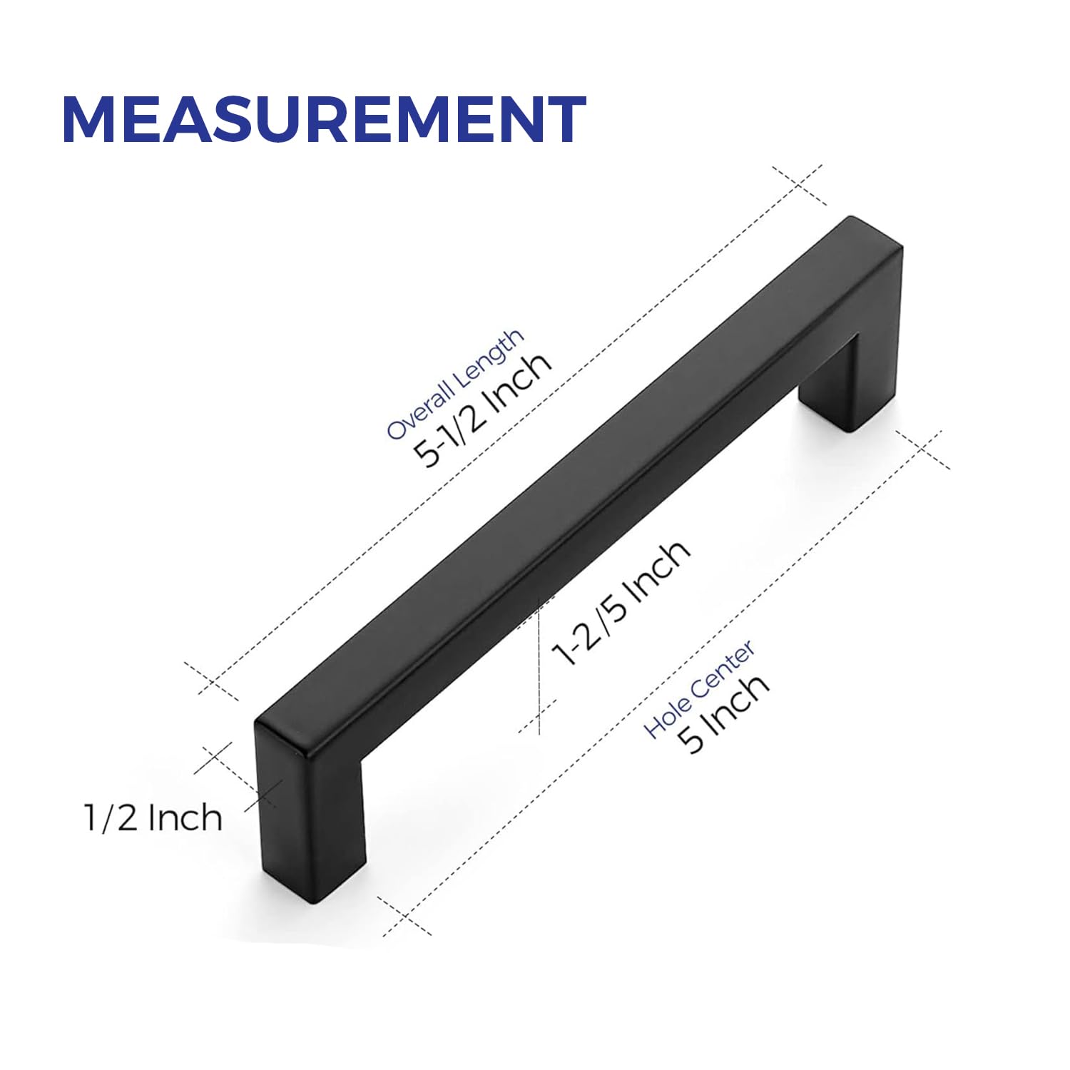Ravinte 5 Inch Square Black Cabinet Pulls - Modern Kitchen Cabinet Handles with Drill Mounting Template - 55 Pack for Kitchen Cabinets, Cupboards, and Drawers