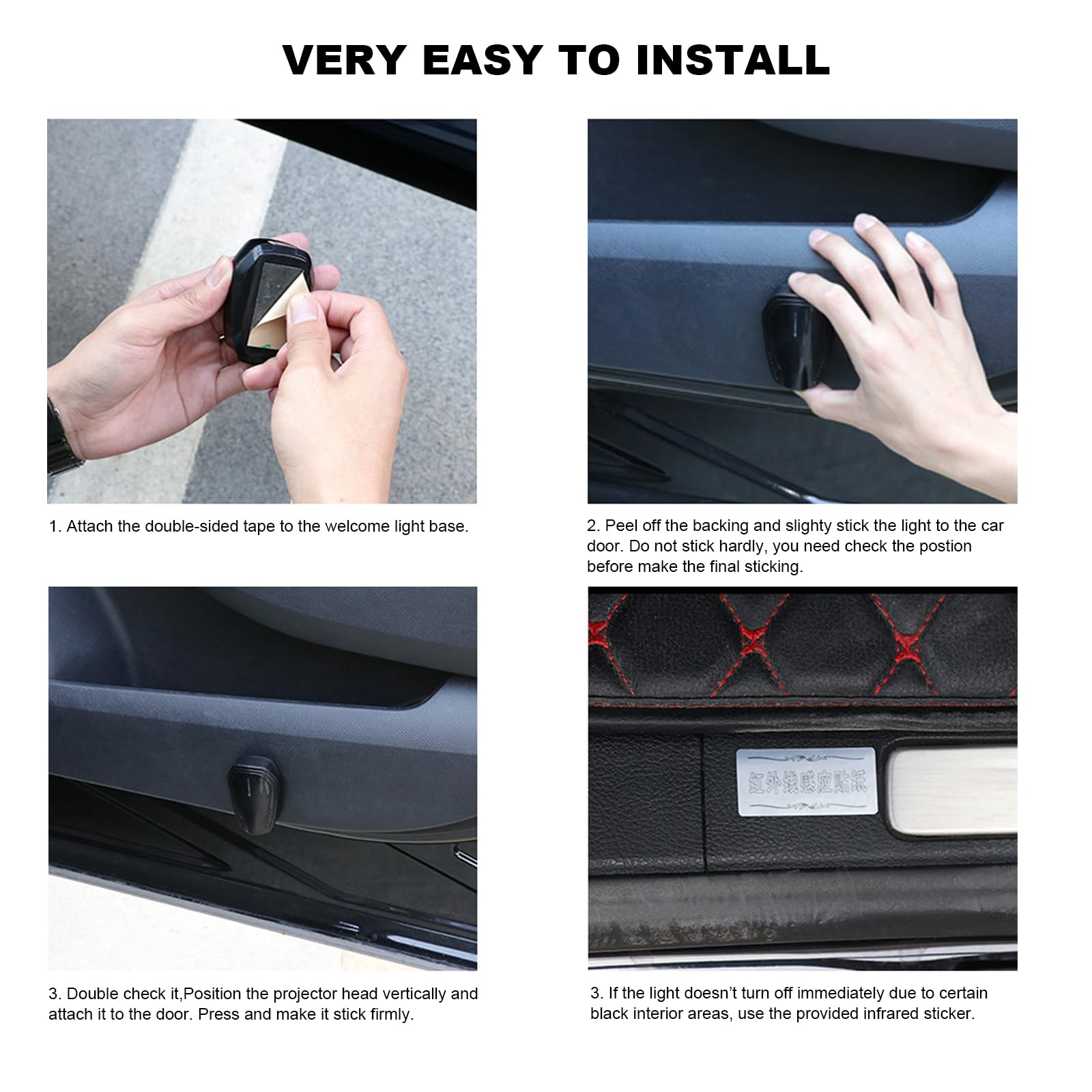 2PCS Wireless HD Car Door Logo Projector - Rechargeable LED Welcome Light with Ghost Shadow Effect, Courtesy Step Lamp for Cars (Ideal for Nighttime Safety & Custom Car Branding)