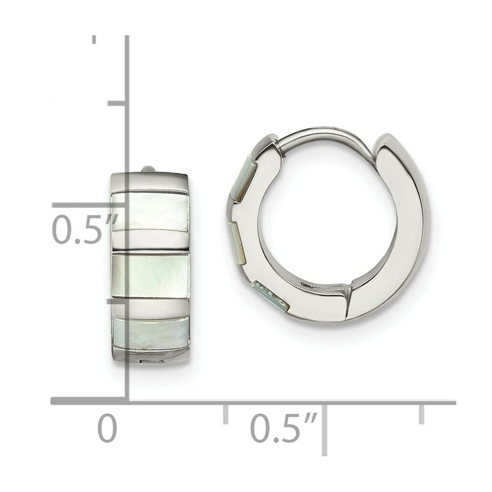 Lex & Lu Stainless Steel Polished Shell Pearl Hinged Hoop Earrings LAL5743 - Elegant Dangle Earrings for Women, Perfect for Wedding, Party & Everyday Wear