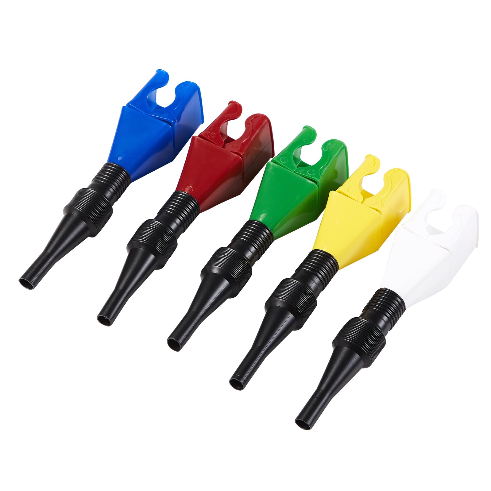 5Pcs Retractable Automotive Fuel Funnel - Flexible Draining Tool with Universal Plastic Snap Clasp for Cars, Motorcycles & ATVs | Oil Change, Fluid Transfer & Maintenance Accessory