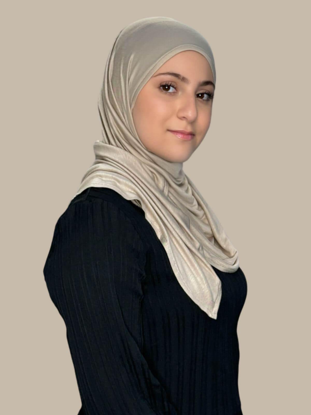 Modish Girl Pre Sewn Jersey Hijab Vanilla - Soft & Comfortable Muslim Headscarf for Women - Perfect for Daily Wear, Work, and Prayer