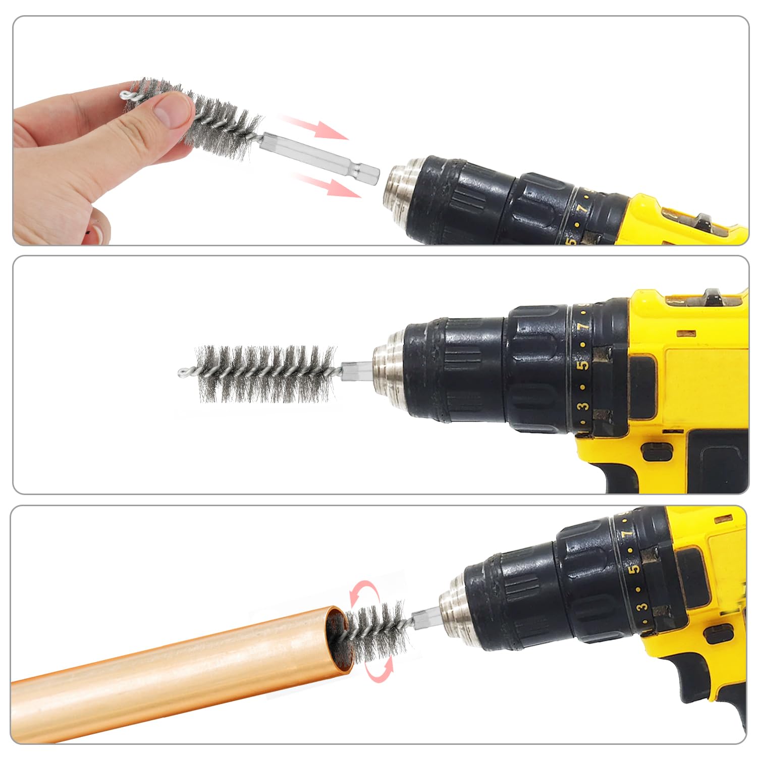 6-Piece Stainless Steel Pipe Cleaning Brush Set - 0.47