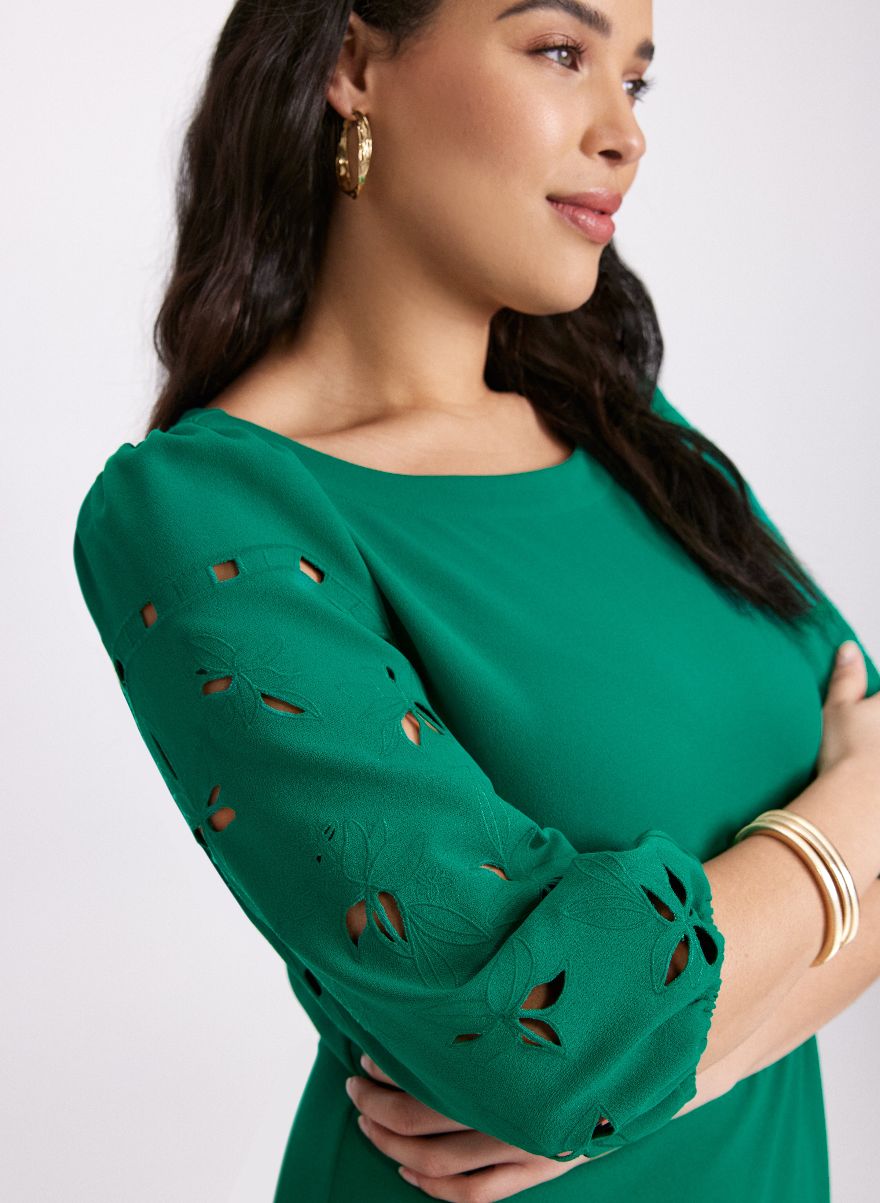 Embroidered Sleeve Dress for Women - Elegant Floral Embroidery Summer Dress - Perfect for Weddings, Parties & Date Nights