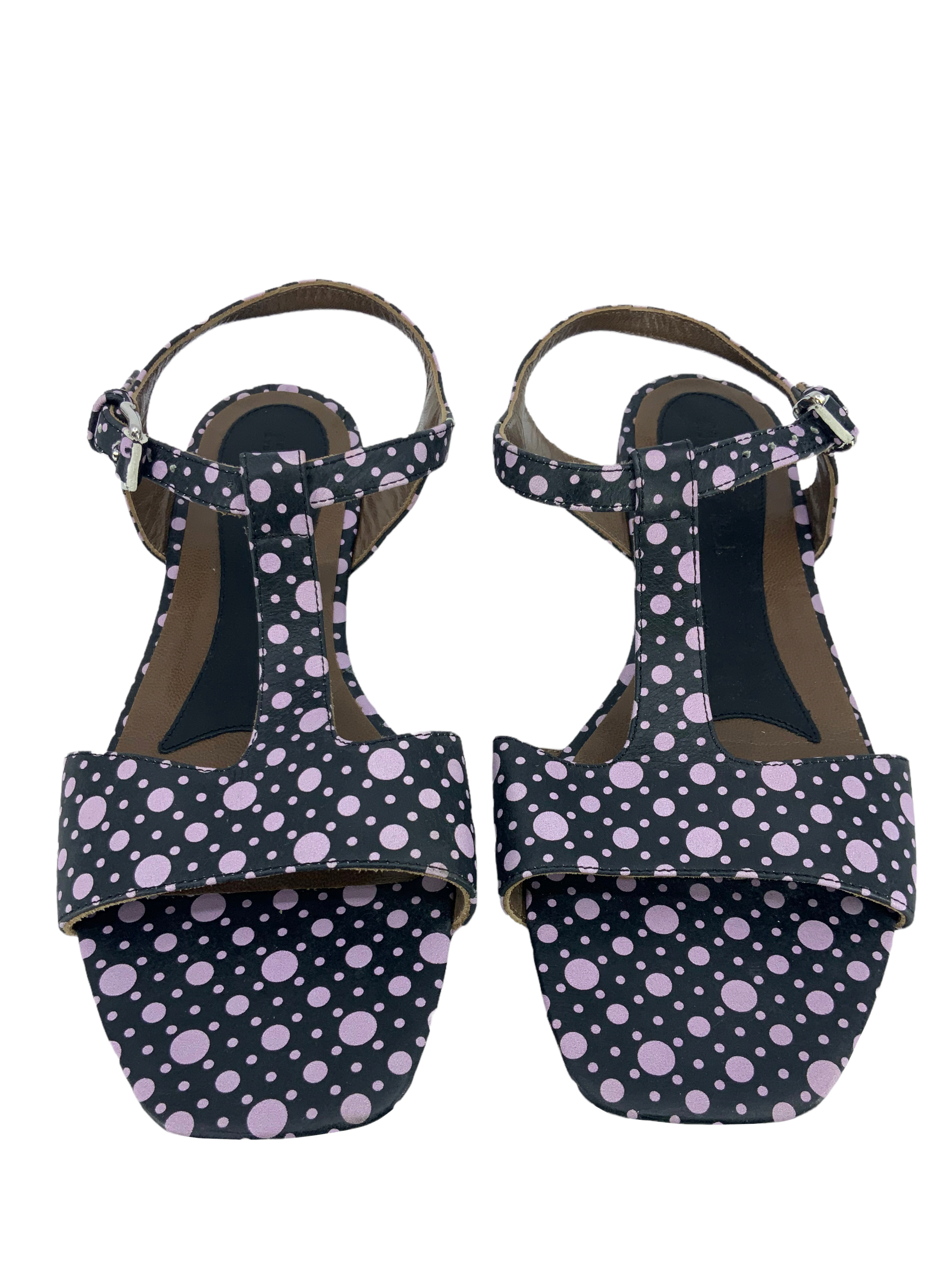 MARNI Women's Polka Dot T-Strap Flat Sandals Size 8.5 | Comfortable Summer Casual Shoes for Beach, Vacation & Daily Wear