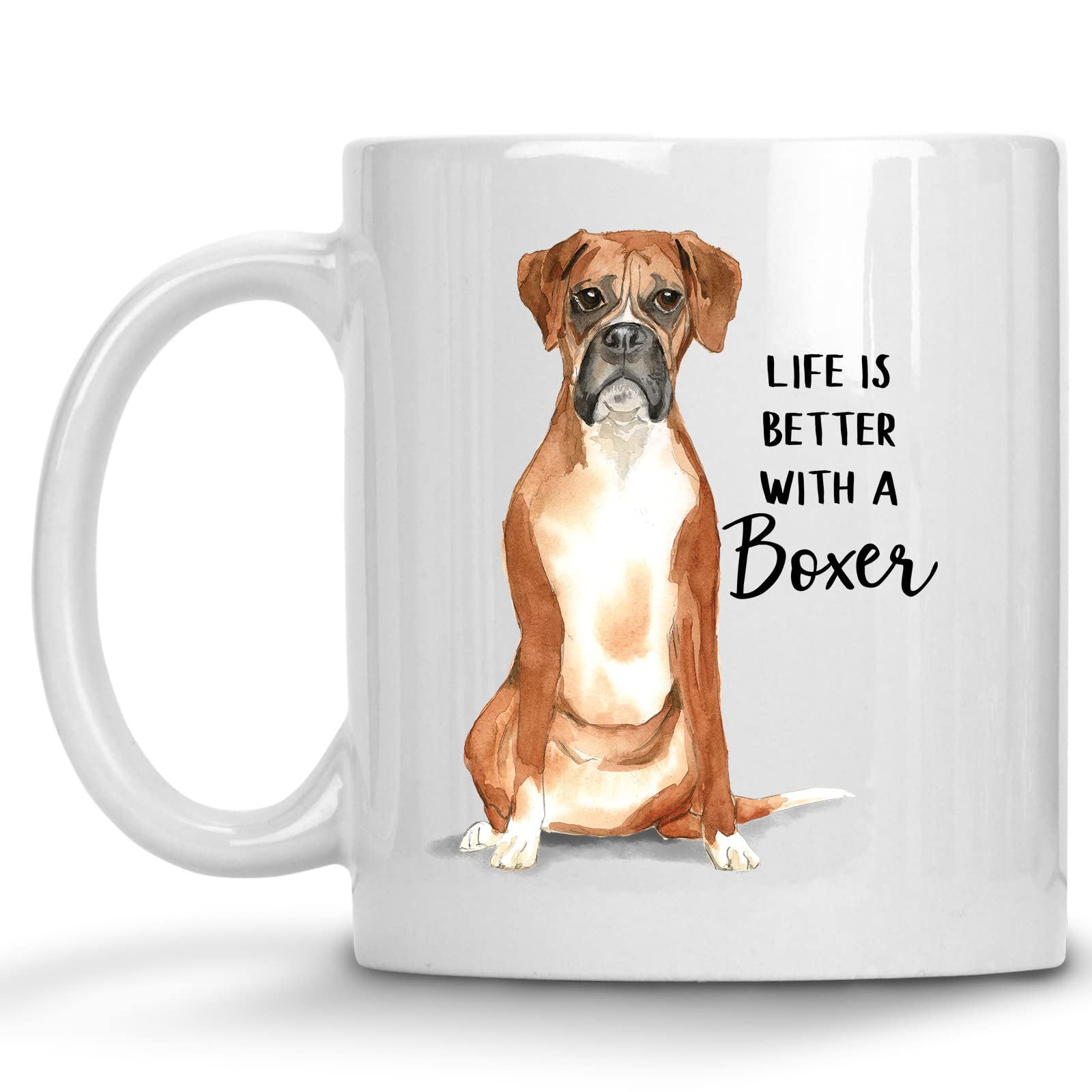 Boxer Dog Lover Coffee Mug - 11oz Ceramic Watercolor Boxer Puppy Cup - Best Gift for Dog Owners & Boxer Breed Lovers - Perfect for Coffee, Tea & Hot Drinks at Home or Office