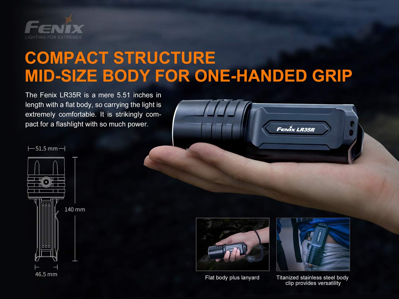 Fenix LR35R 10000 Lumen Rechargeable Tactical Flashlight with 2 Li-ion Batteries & Carrying Case - High Power LED Flashlight for Camping, Hiking, Emergency & Outdoor Adventures