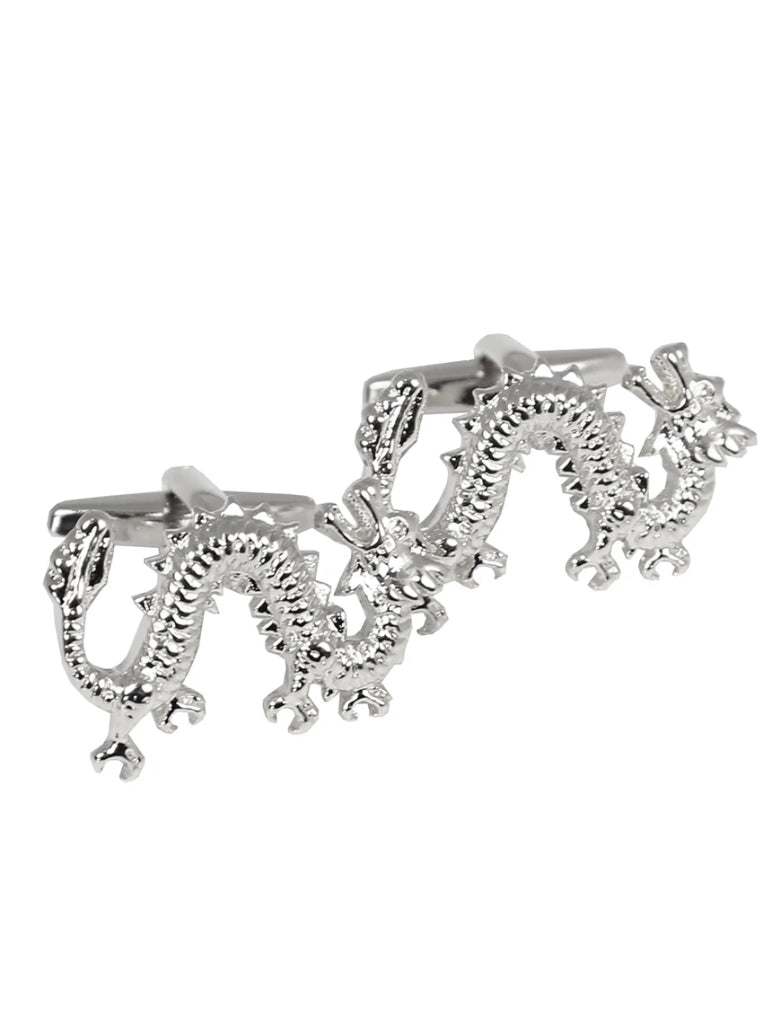 Exquisite Chinese Dragon Cufflinks - Sterling Silver Men's Dress Accessories for Weddings, Business Meetings & Formal Events