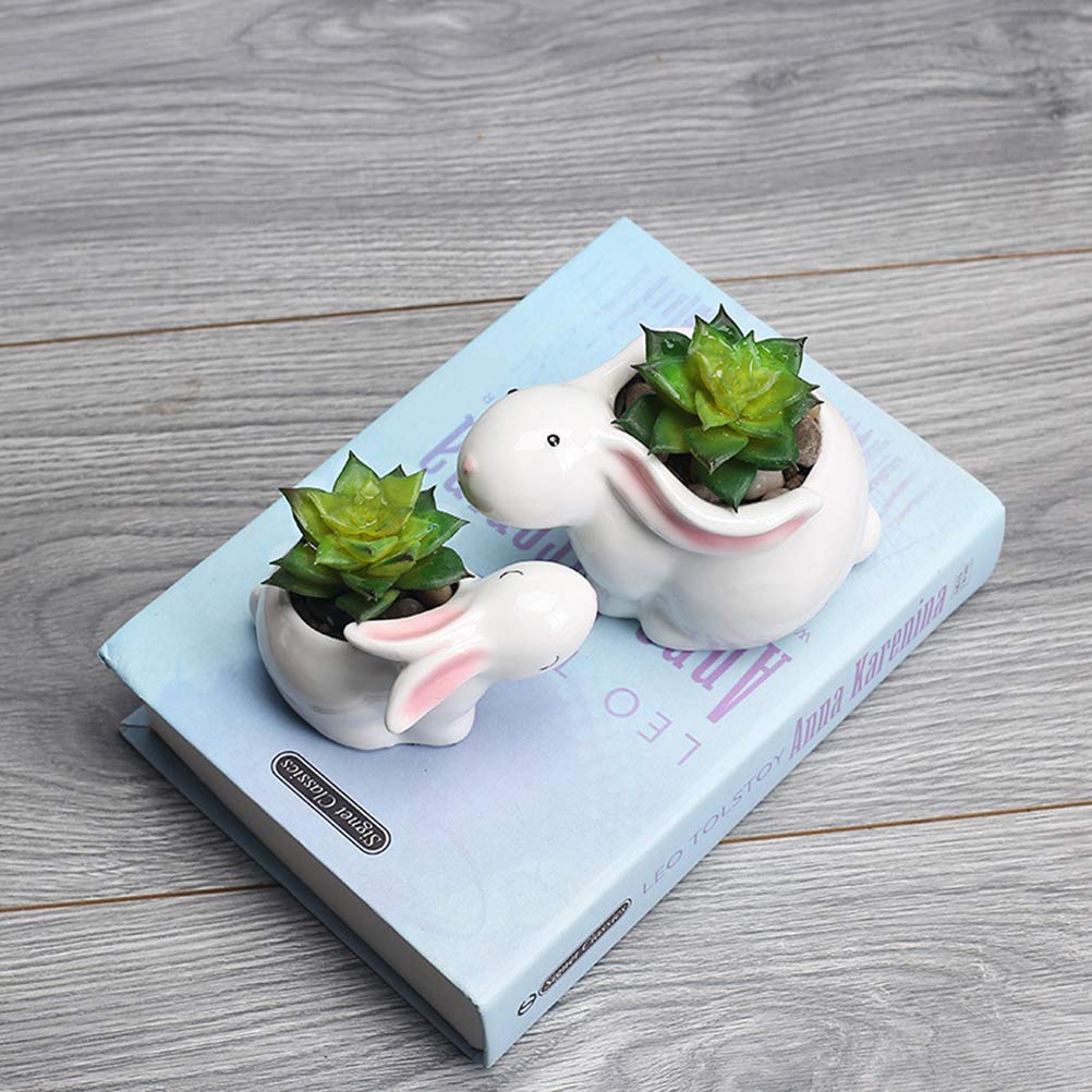 2 Pack Ceramic Succulent Pots - Small Decorative Planters for Cactus, Aloe & Indoor Plants | Perfect for Home Office Desk, Windowsill & Garden Decor