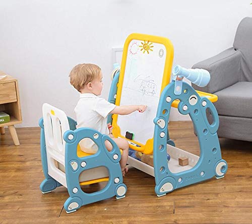 Multicolor Kids Easel Play Station with Adjustable Desk, Storage Basket, Drawing Board & Chair - Perfect for Art, Learning & Play at Home or Classroom (543)
