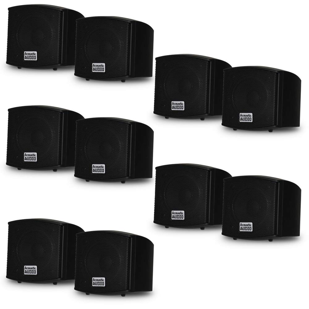 Acoustic Audio AA321B 2000W Mountable Indoor Speakers - 5 Pair Pack (Black) - Perfect for Home Theater, Surround Sound & Multi-Room Audio Systems