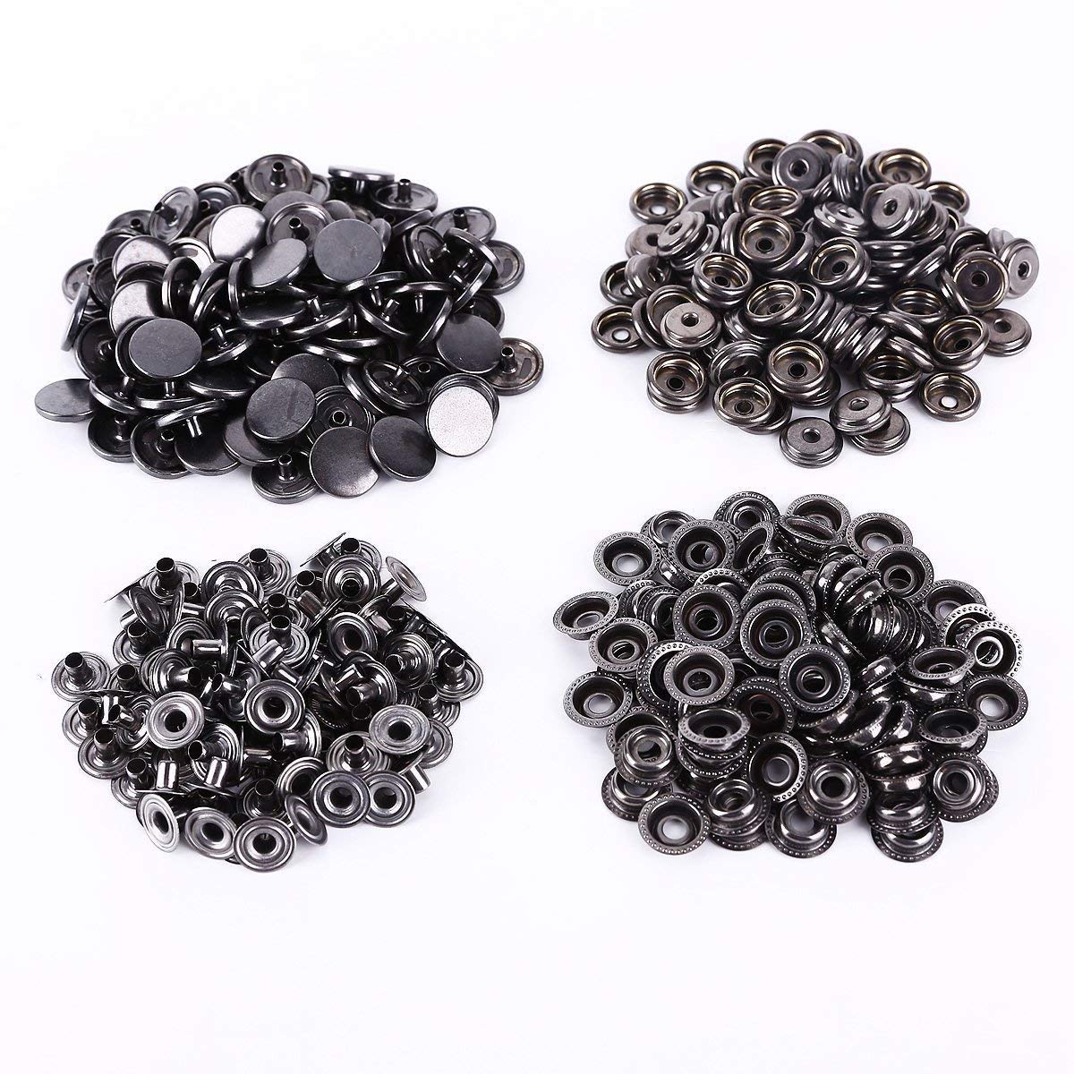 Premium Gun Metal Press Studs & Snap Fastener Kit with Hand Fixing Tool - Ideal for DIY Clothing, Leathercraft, and Bag Making Projects
