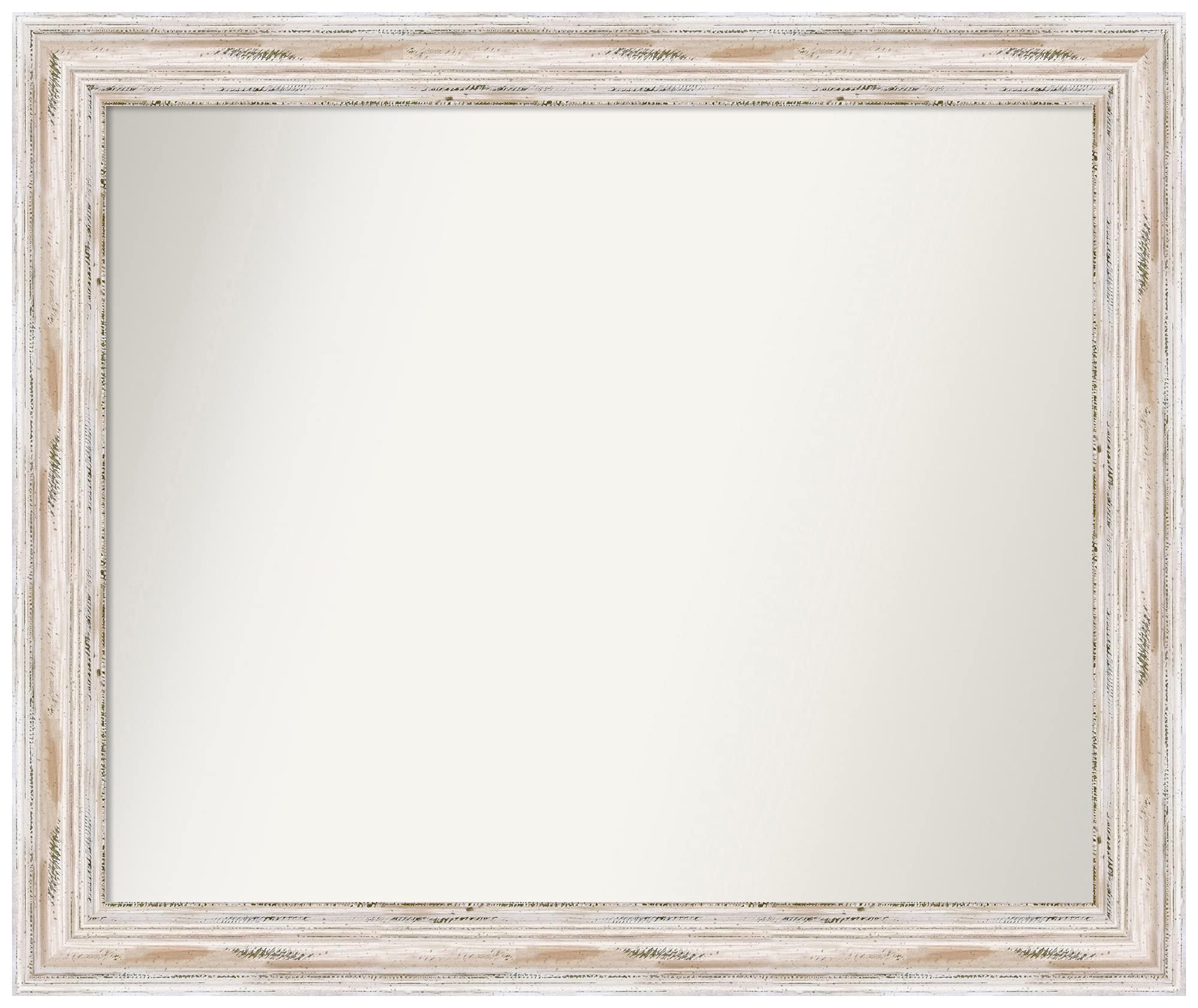 Amanti Art Alexandria White Wash Non-Beveled Custom Wall Mirror - 31x37 Inches, Bathroom & Living Room Decor - Various Sizes Available - White Framed Mirror for Home & Office