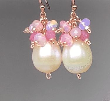 Blush Pink Pearl Cluster Earrings in Rose Gold Fill - Elegant Dangle Earrings for Women, Perfect for Weddings, Parties & Special Occasions