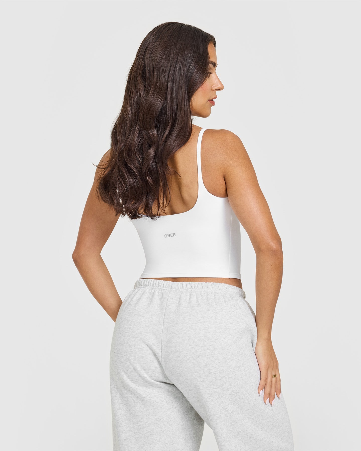 SoftMotion™ Strappy Mid Vest with Built-in Bra Shelf - Women's Comfortable Workout Top | White | Ideal for Yoga, Running & Gym
