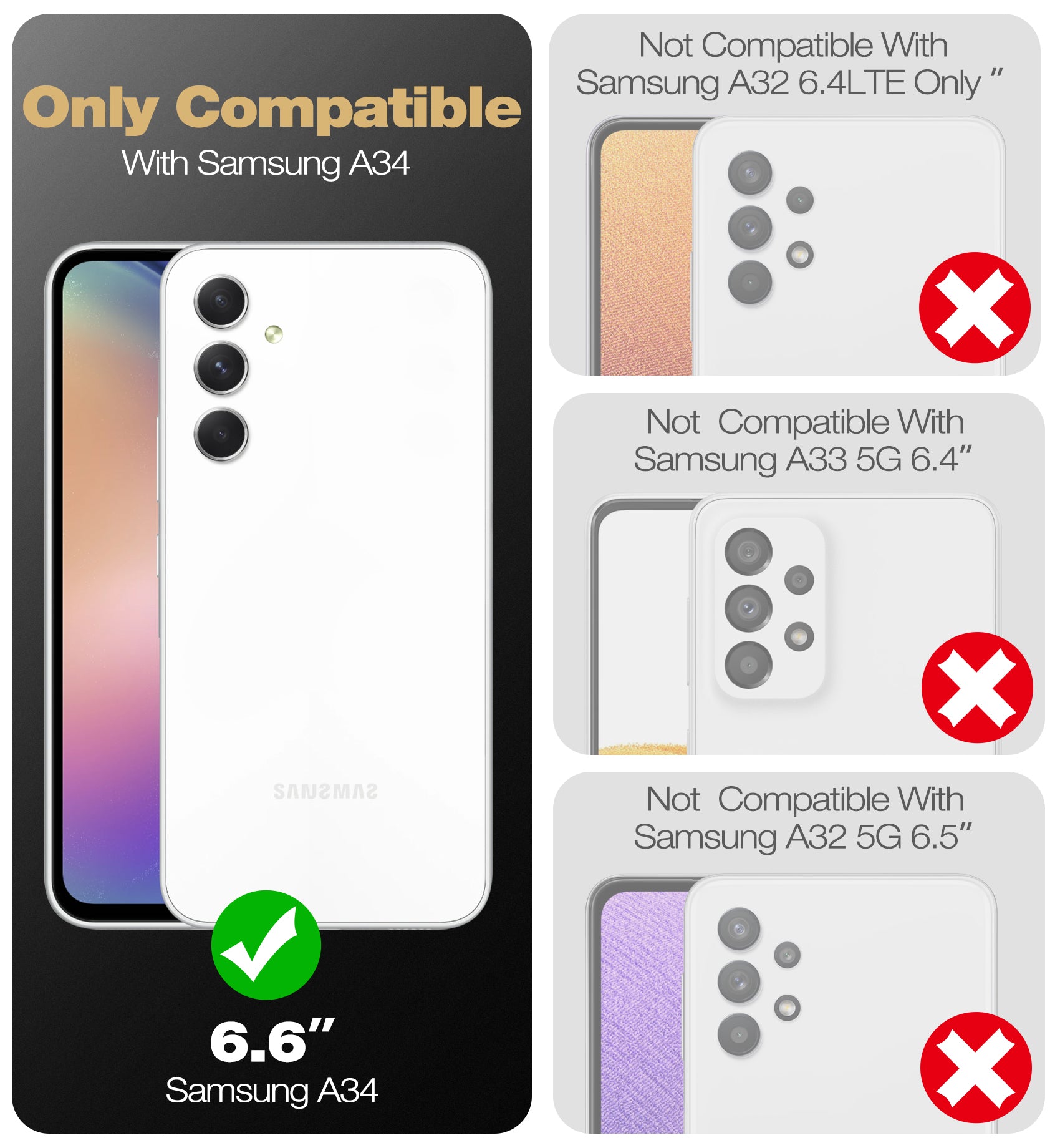 Dexnor Heavy Duty Shockproof Rugged Case for Samsung Galaxy A34 5G with Screen Protector, Full Body Bumper & Kickstand - Perfect for Outdoor Activities, Work & Travel Protection