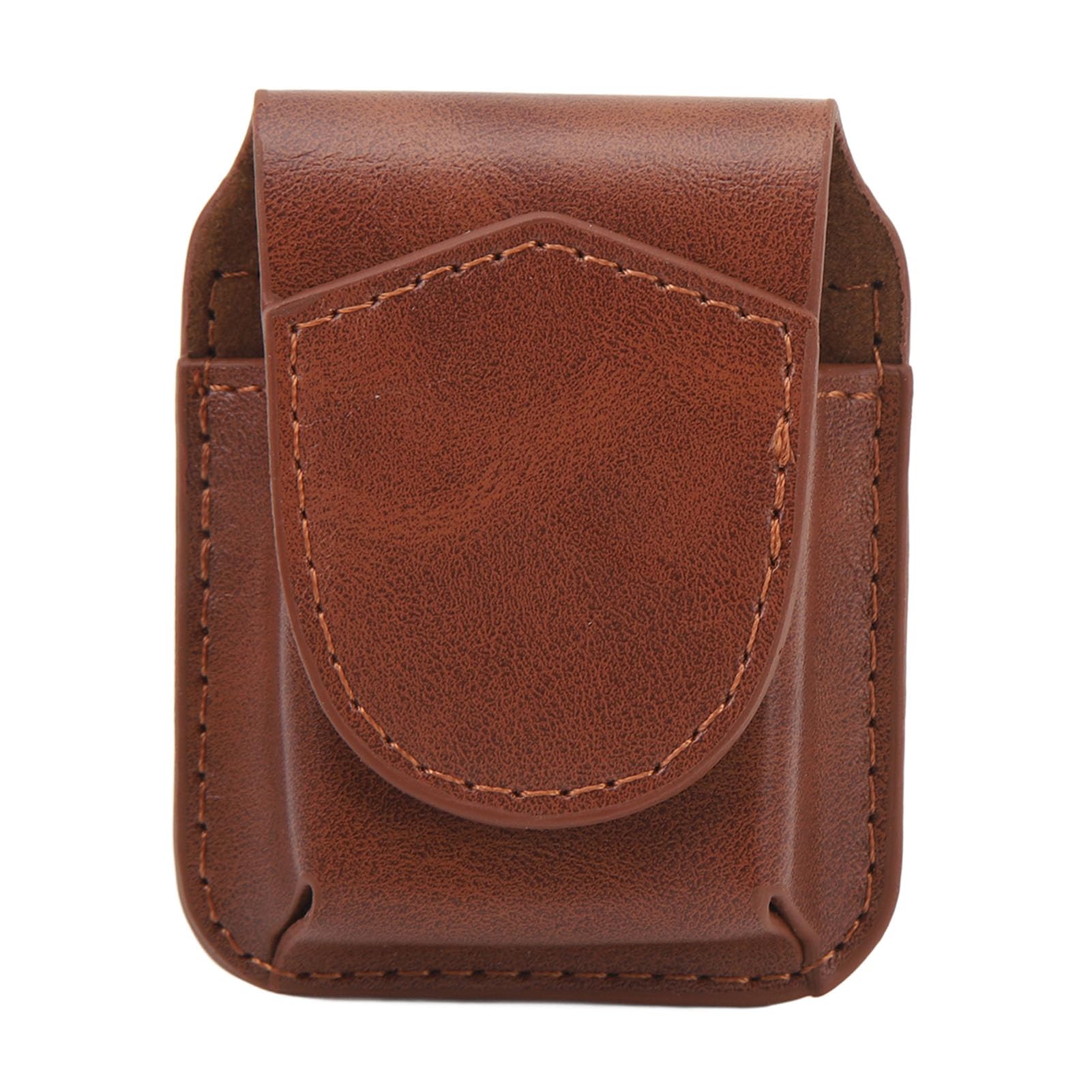 Handmade Flip Top Leather Lighter Pouch Case - Tactical Lighter Storage Organizer with Magnetic Buckle & Soft Lining - Anti-Scratch Waist Case for Outdoor, Camping, Hiking & EDC (Brown)