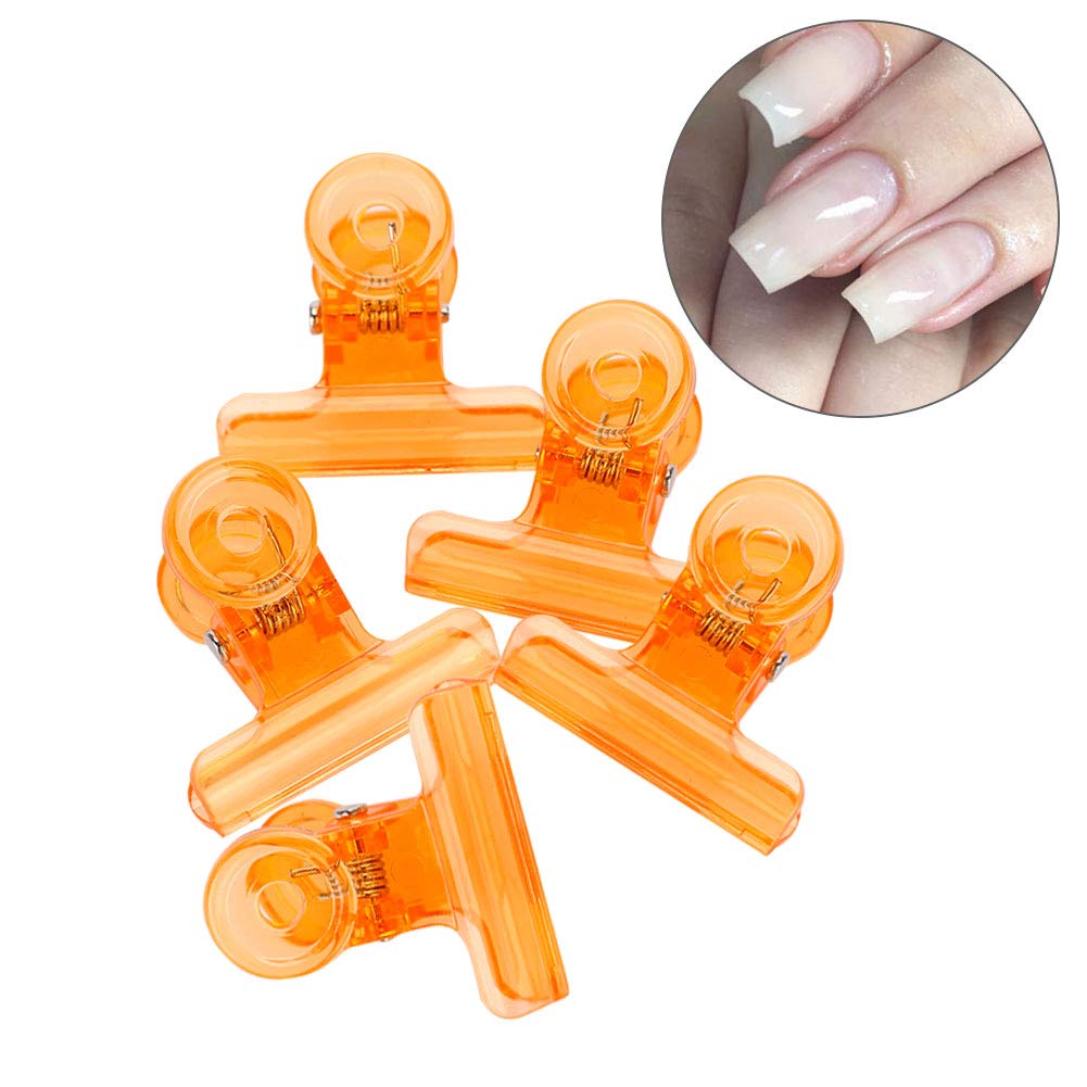5pcs 4 Colors Curve Nail Extension Clips - Multi-functional Plastic Nail Art Accessories & Shaping Tools for Perfect Nail Fixing (Orange) | DIY Manicure & Salon Professional Use