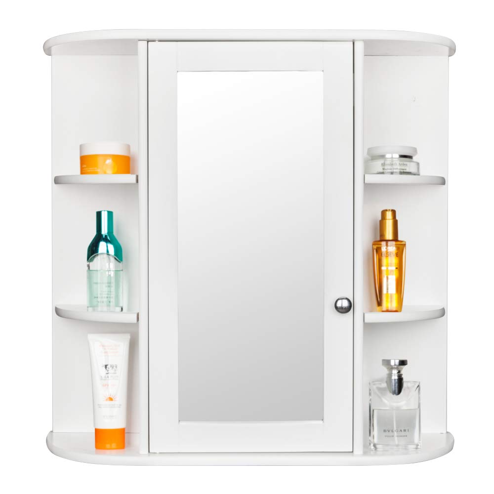 Wall-Mounted Bathroom Medicine Cabinet with Mirror - Adjustable 2-Tier Shelves Storage Organizer for Bathroom Essentials | Space-Saving Single Door Design for Small Bathrooms, Vanities & Powder Rooms