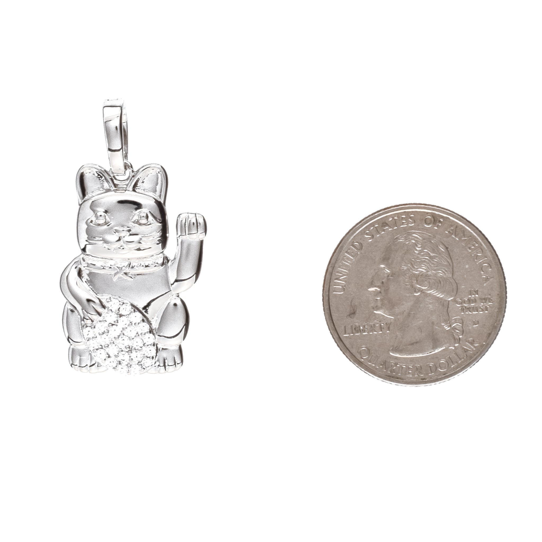 Lucky Cat Pendant Necklace - .925 Sterling Silver Japanese Maneki Neko Charm for Good Luck & Fortune - Perfect Gift for Women, Men, Jewelry Lovers (Home Decor, Office Desk, Car Hanging)