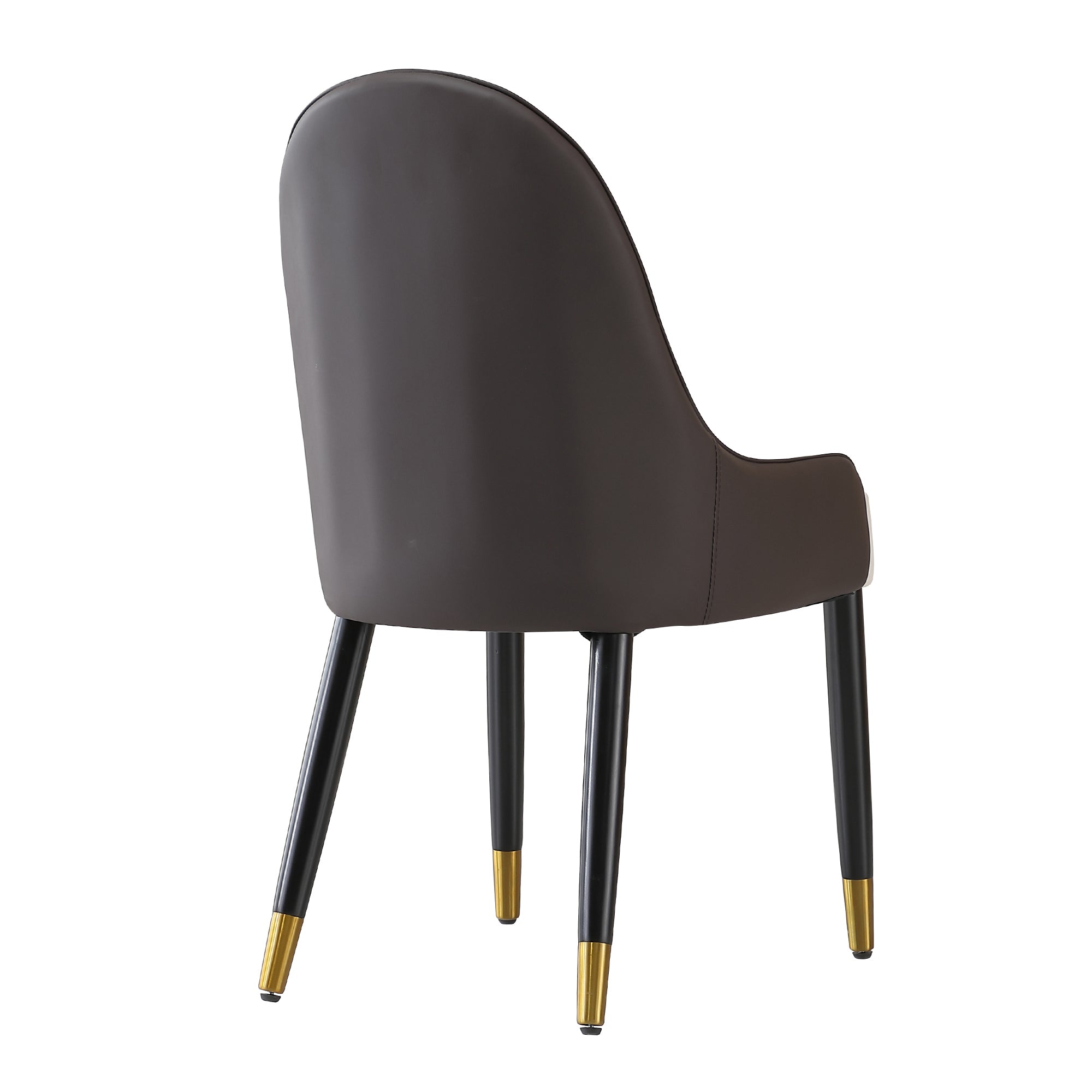 Modern PU Leather Dining Chairs Set of 2 - White Upholstery with Brown Metal Legs - Perfect for Kitchen, Dining Room & Breakfast Nook