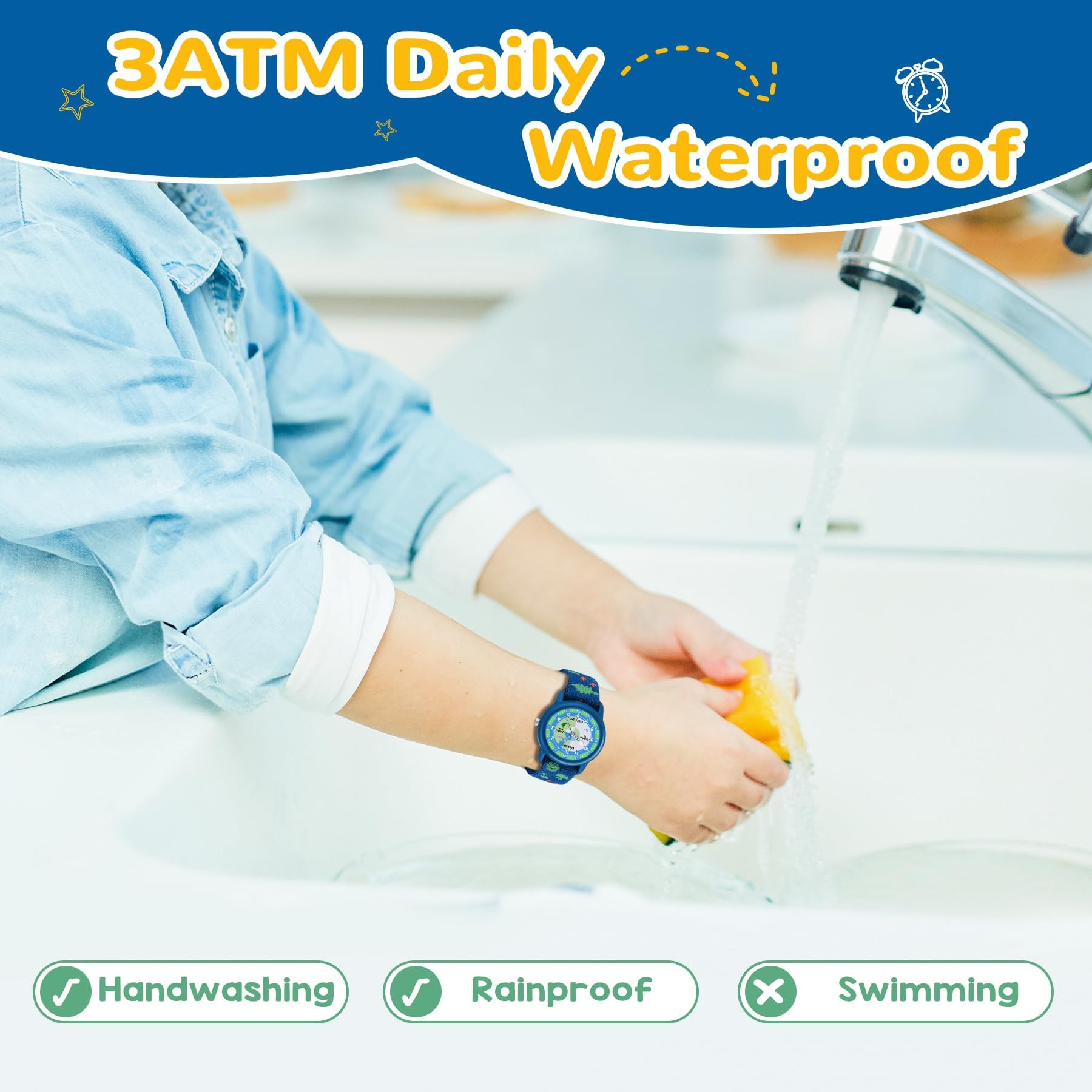 Waterproof Kids Watch with Elastic Strap for Ages 3-12 | Learning Timepiece for Toddlers & Children | Perfect for School & Outdoor Play