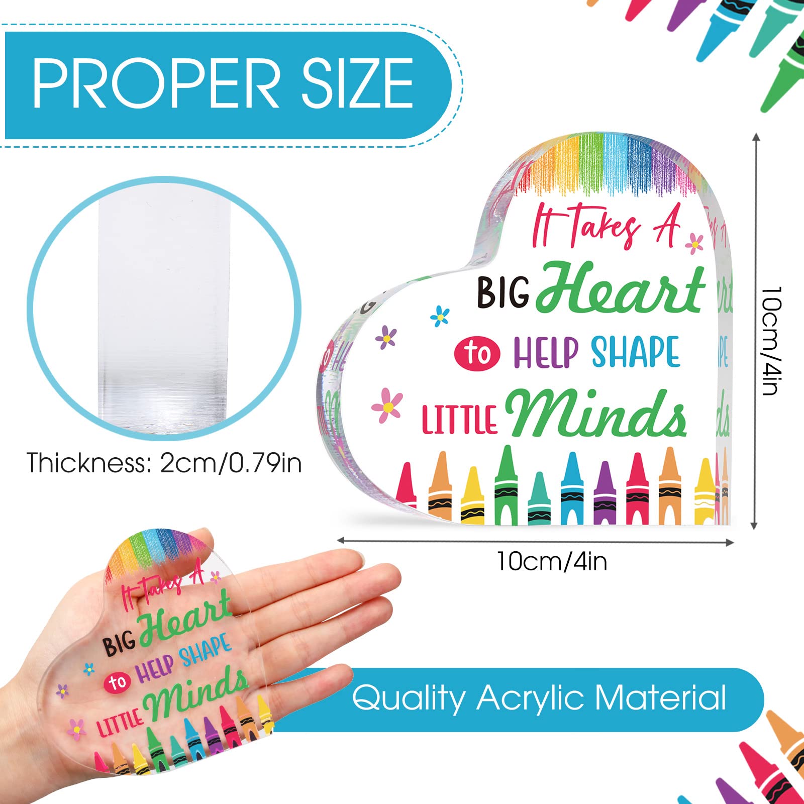 Maitys Acrylic Keepsake Paperweight - Heart Shaped Teacher Appreciation Gift for Women, Nurse Graduation & Retirement Present - Perfect for First/Last Day of School, Office Desk Decor & Thoughtful Thank You Gifts