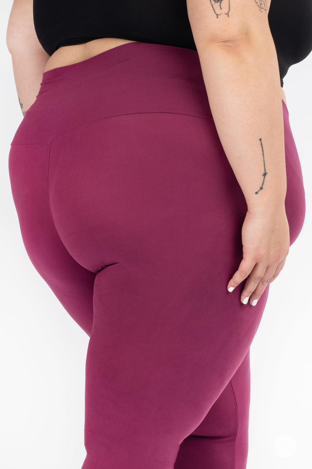 High Waisted Raspberry Wide Band Workout Leggings - Soft Stretchy Yoga Pants for Women, Running, Gym & Lounge Wear