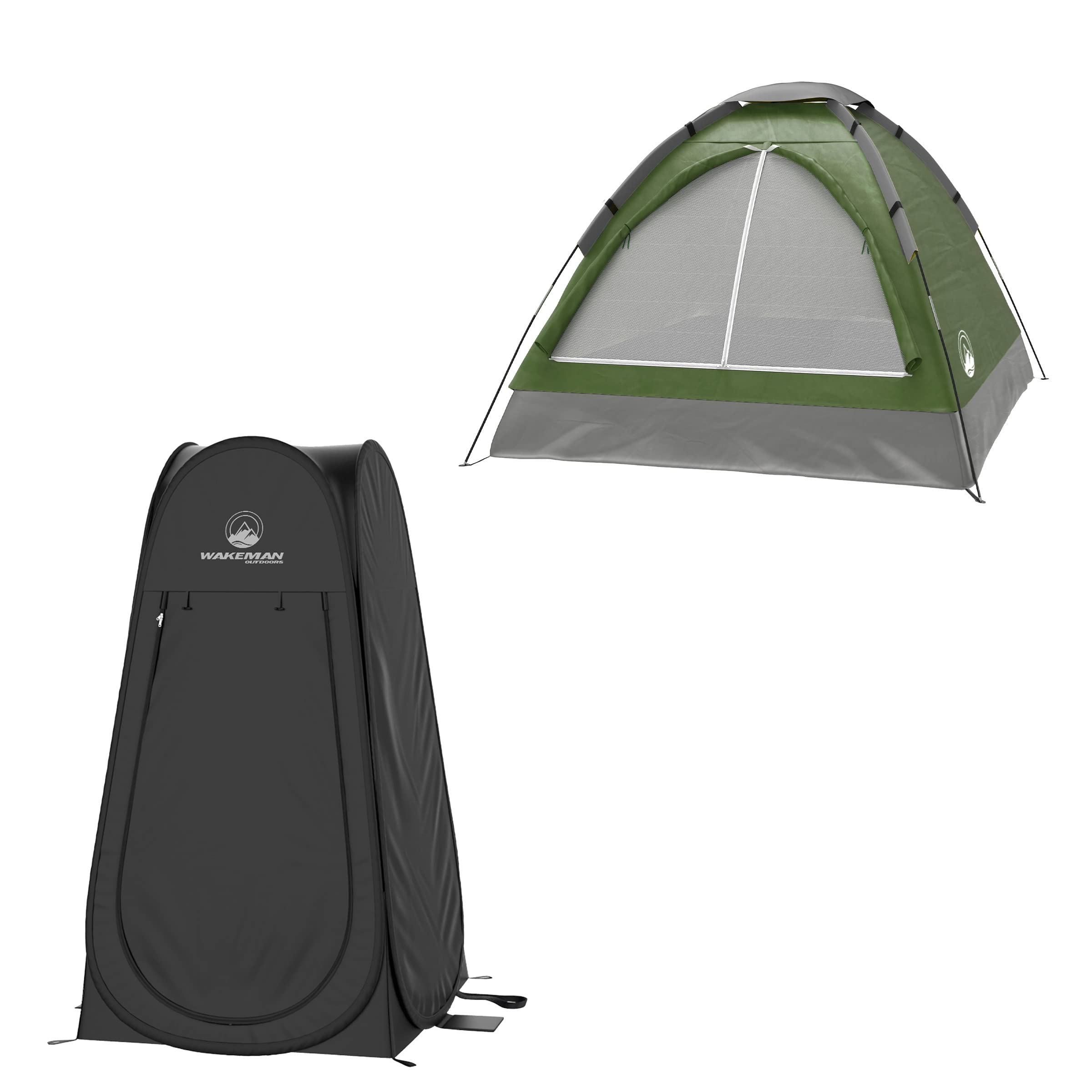 Wakeman 2-Person Camping Tent with Removable Rain Fly & Carry Bag - Lightweight Pop-Up Privacy Tent for Outdoor Adventures, Beach, Hiking, and Backpacking - Perfect as Dressing Room or Portable Shower Shelter